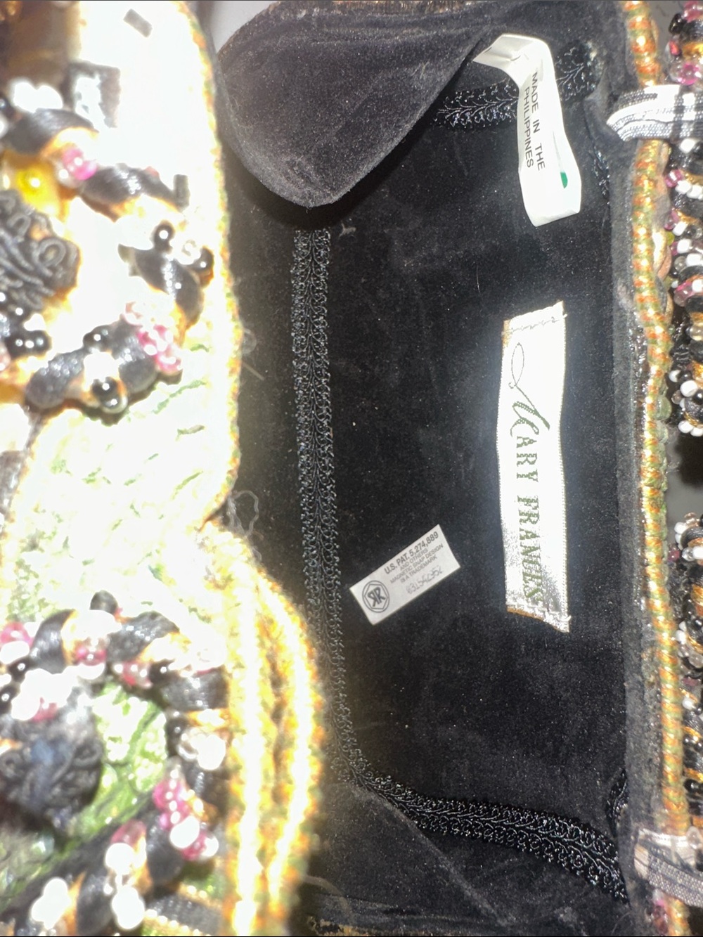 Mary Frances Pink Floral Beaded Mini Bag with Green Accents - Picture 7 of 8